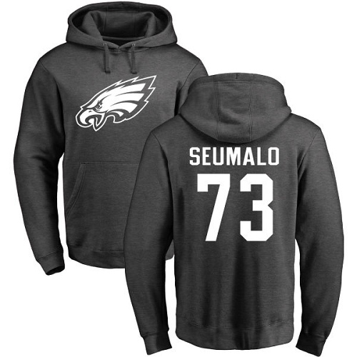 Men Philadelphia Eagles 73 Isaac Seumalo Ash One Color NFL Pullover Hoodie Sweatshirts